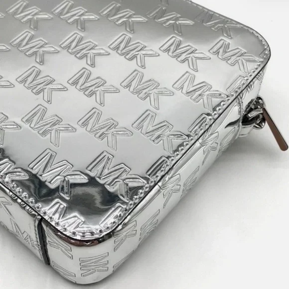 MICHAEL KORS Jet Set Large East West Crossbody &Card Holder Gift Box Silver - Picture 5 of 10